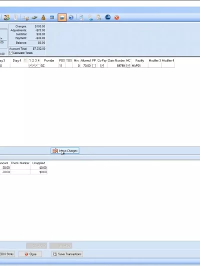 MEDISOFT transaction entry screen